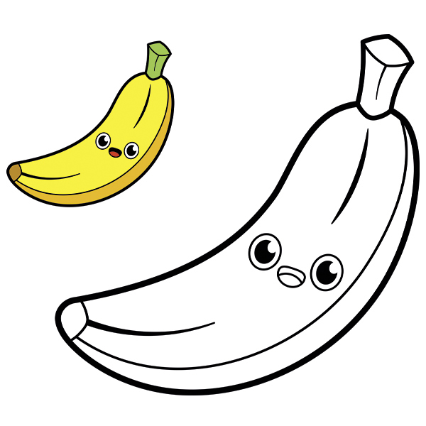 Ausmalbild kostenlos Banane